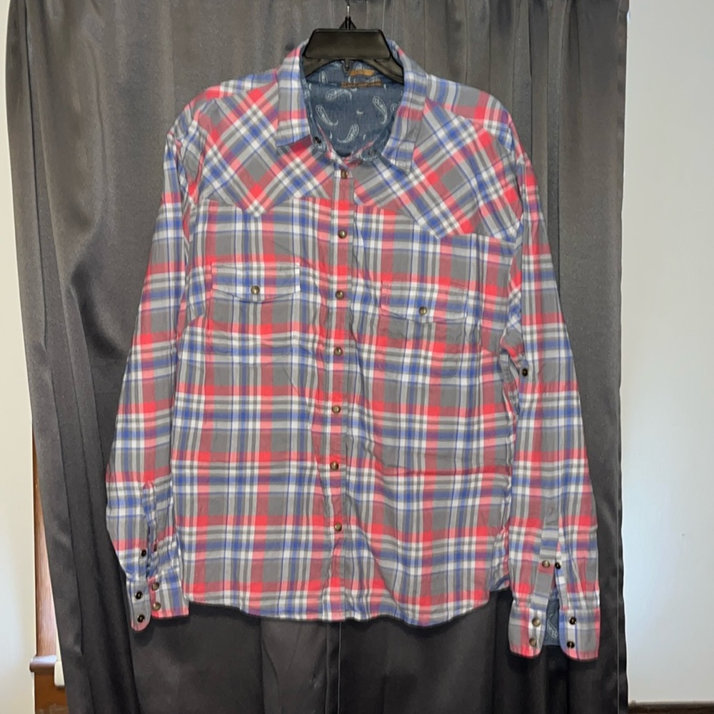 Jachs Girlfriend Button Down Plaid Shirt.